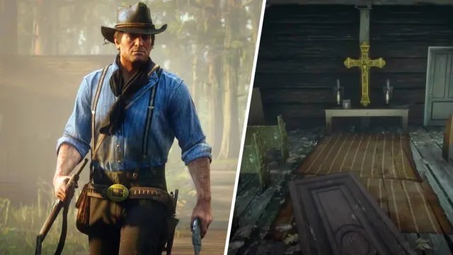 تصویر بازیکن Red Dead Redemption 2 کلیسای مخفی وحشتناک را کشف می کند