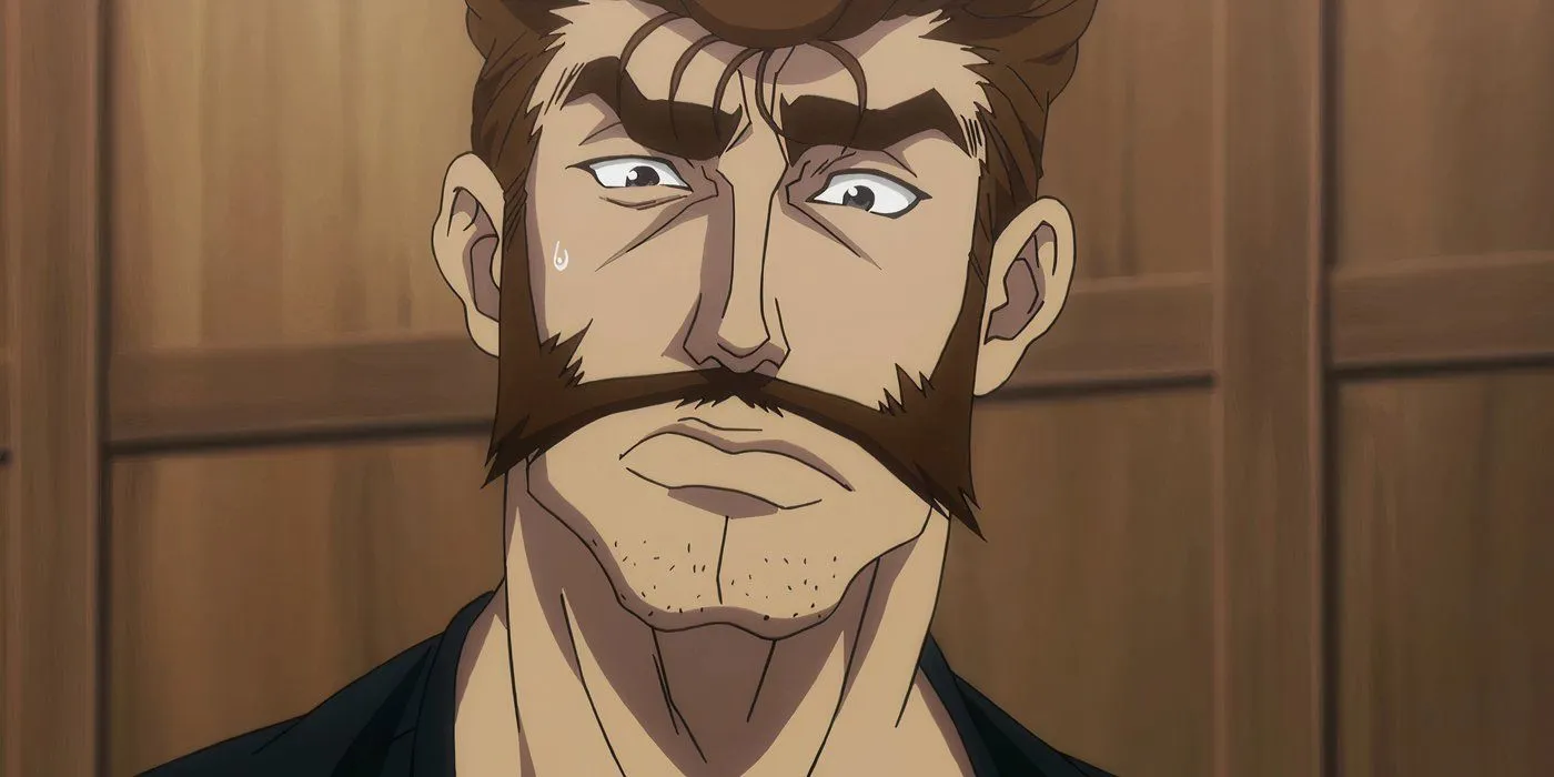 Basho with a worried expression in Hunter x Hunter