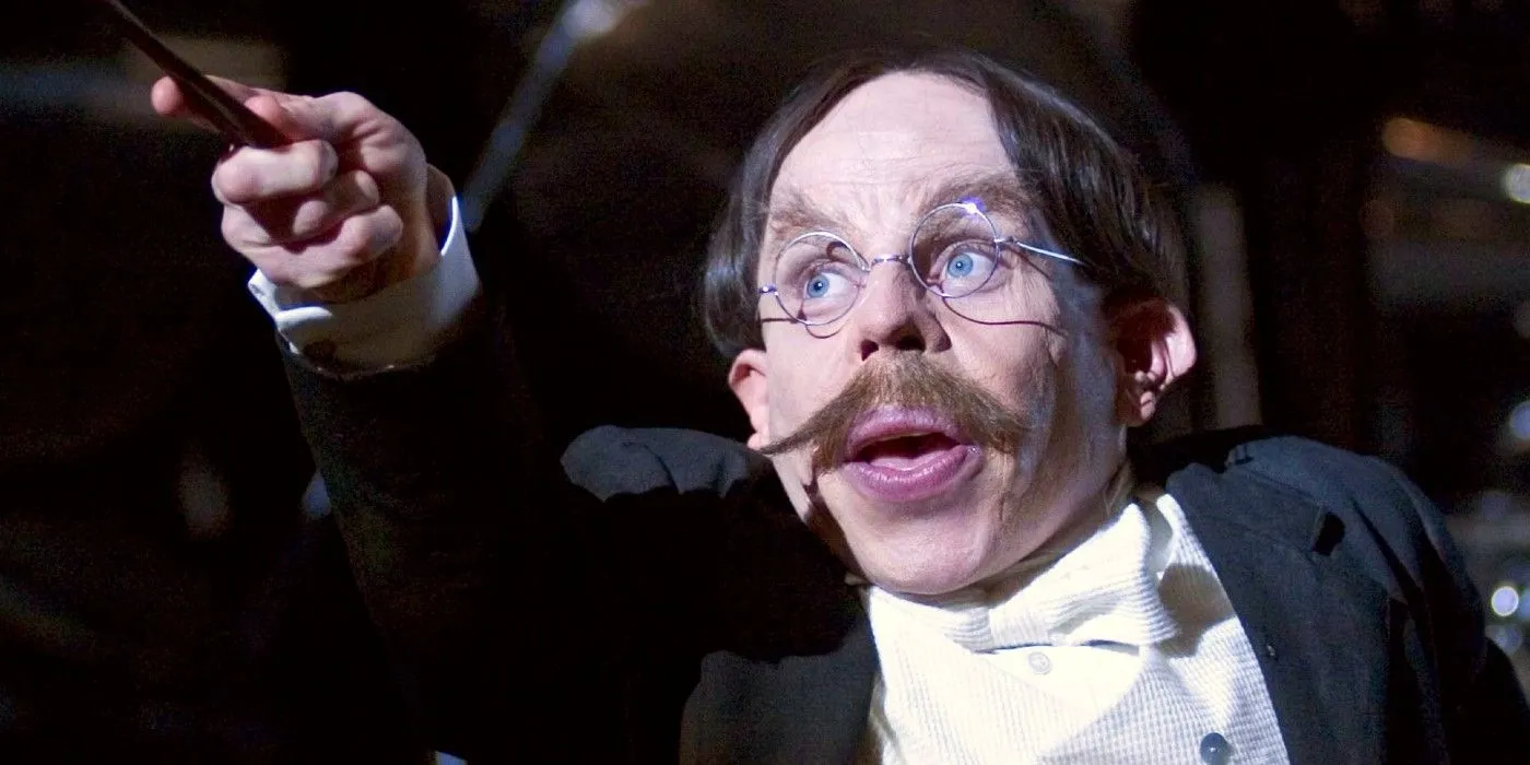 Filius Flitwick گره خود را در هری پاتر نشان می دهد.