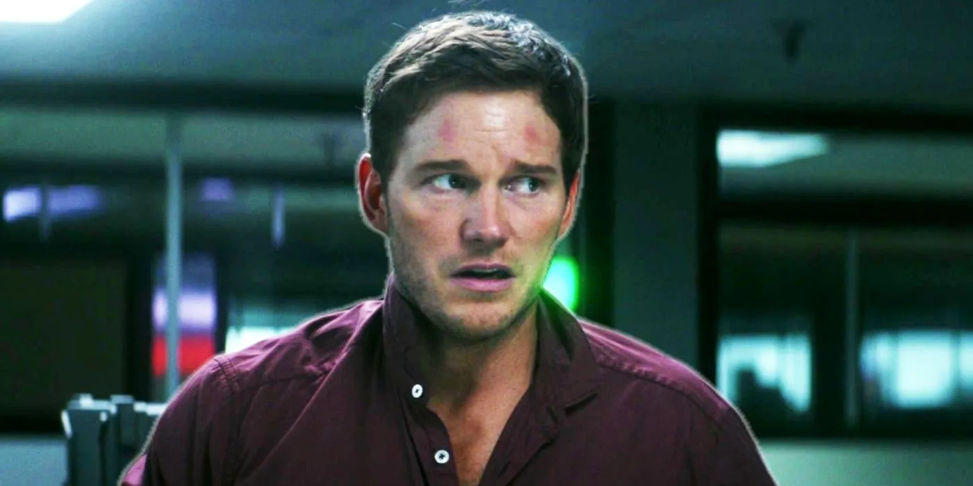 Chris Pratt looking worried as Dan in The Tomorrow War