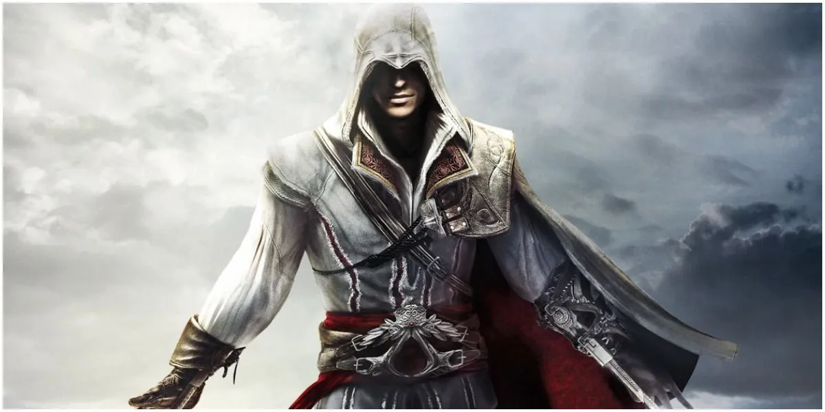 تصویر روی جلد نمادین Ezio Auditore de Firenze در Assassin's Creed II.