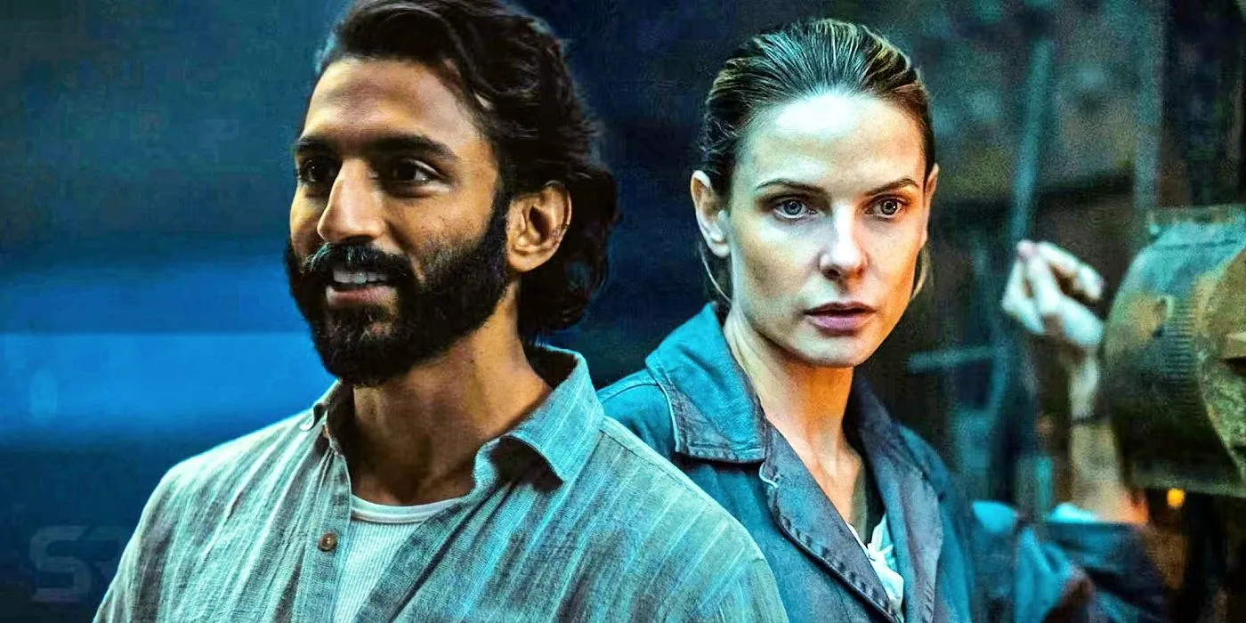 Avi Nash as Lukas and Rebecca Ferguson as Juliette in Apple TV+'s Silo