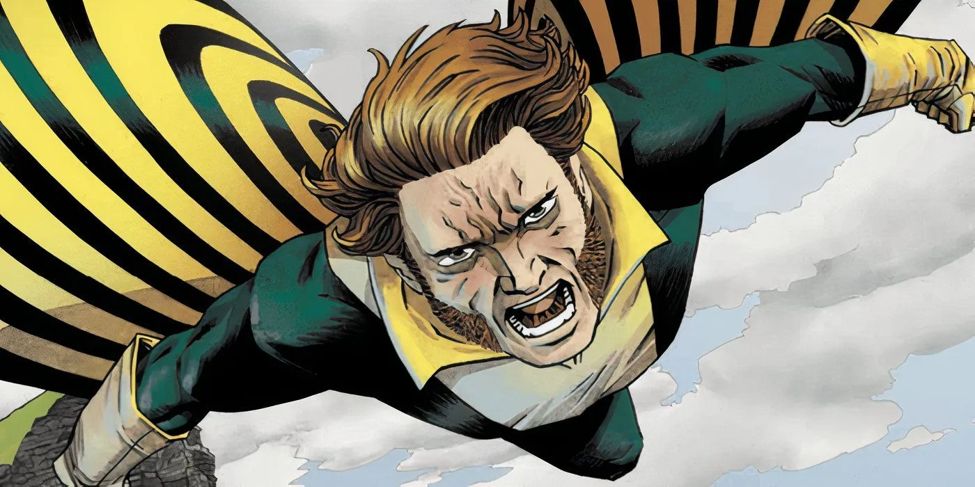 X-Men Banshee با نام مستعار شان کسیدی در حال پرواز در حالی که جیغ می‌کشد