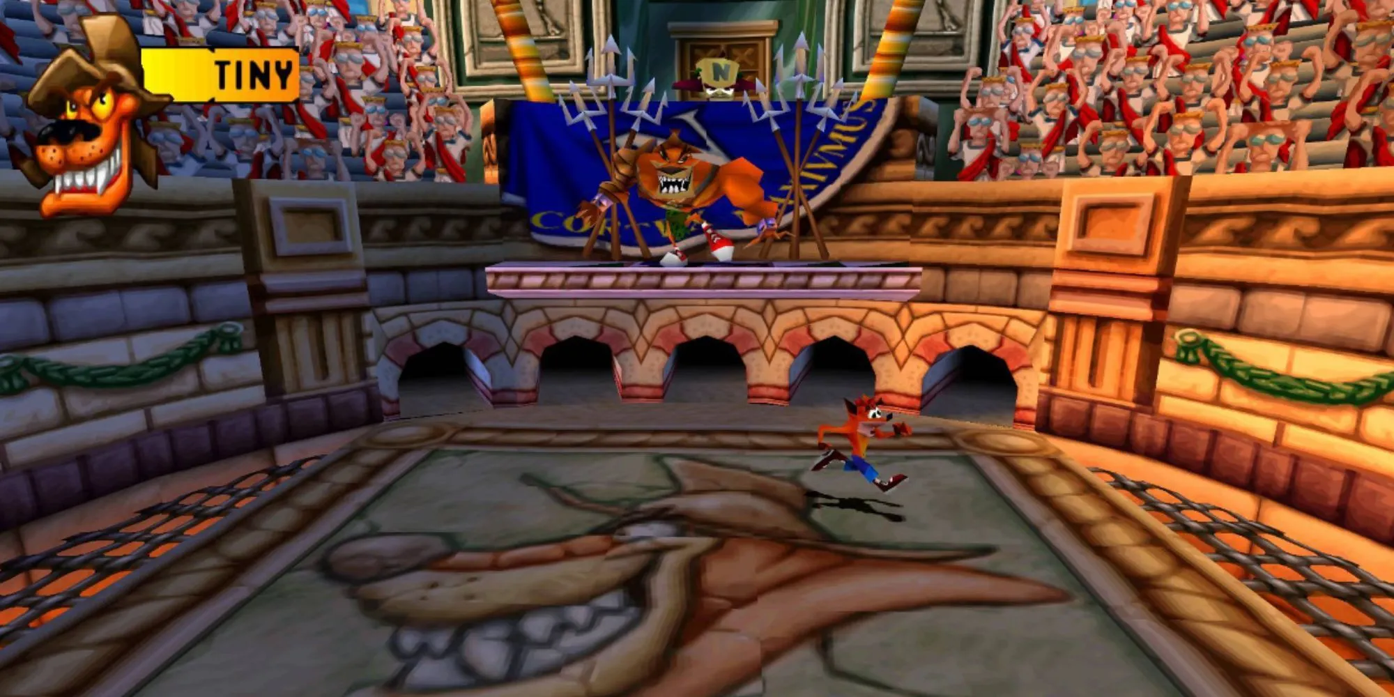Crash running in a arena در Crash Bandicoot 3 Warped